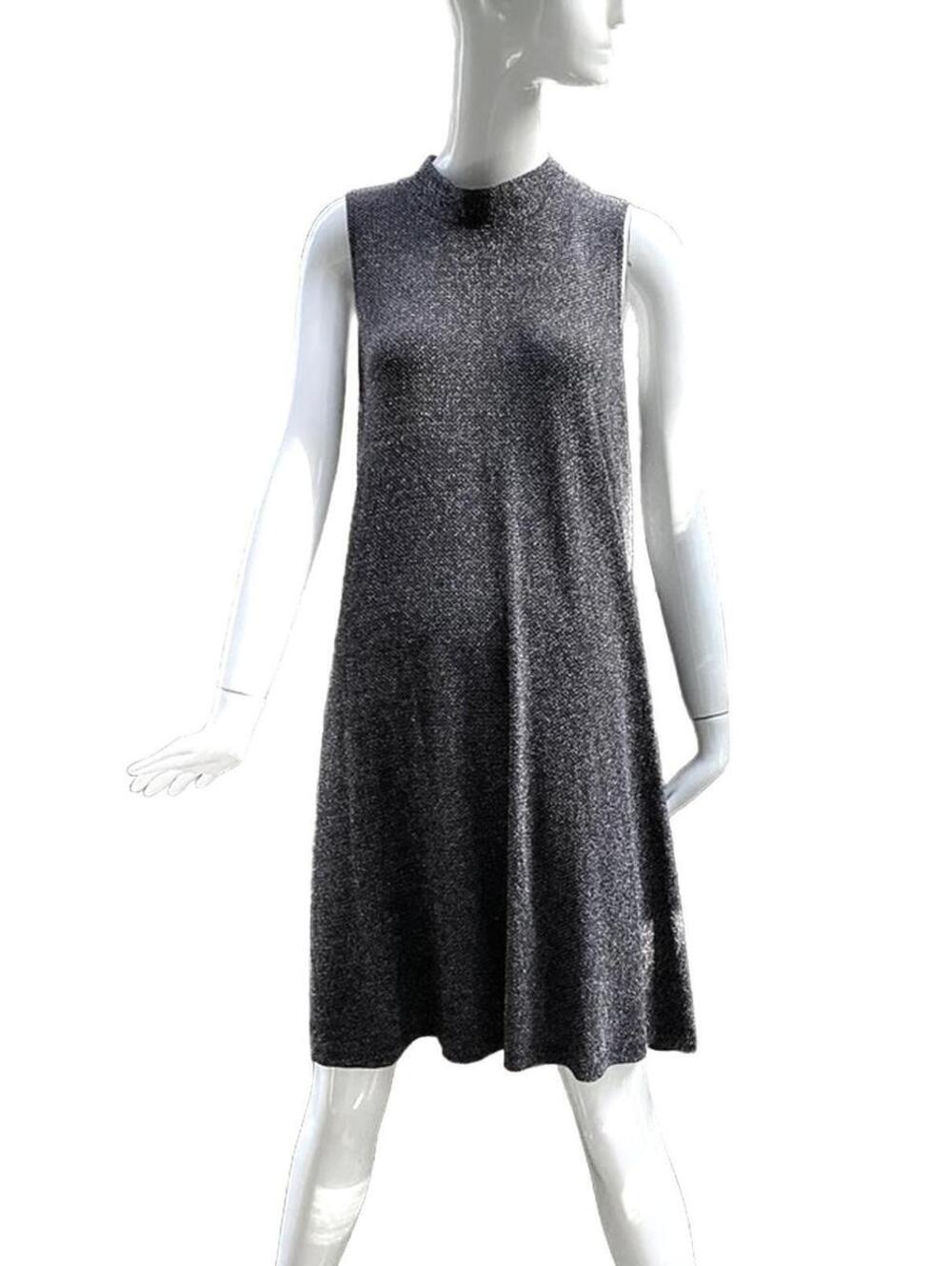 Reitman's Black & Silver Metallic Sleeveless Mock Neck Sparkle Dress - Size XL